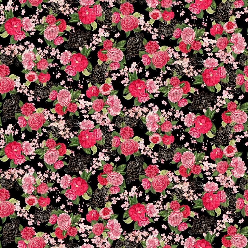Black Floral // Romance by Catriona Crehan (1/4 yard)