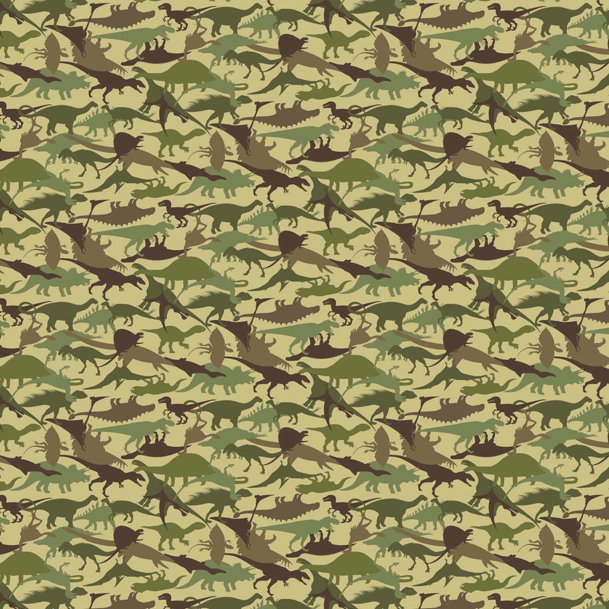 Camouflage Dinosaur Set Fabric - Green
