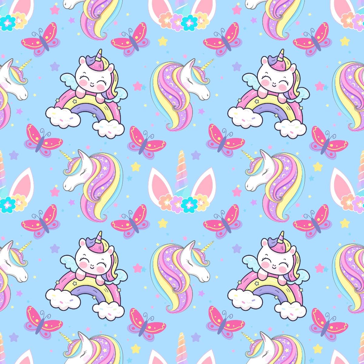 Cartoon Unicorns Pattern 4 Quilting Cotton Fabric
