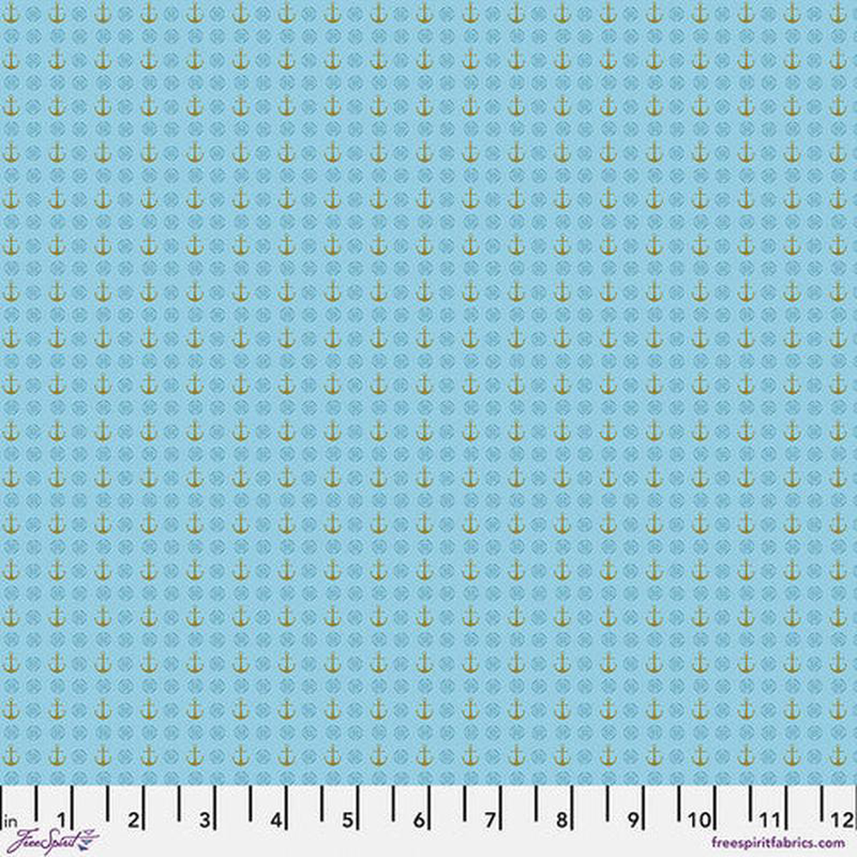 Fabric FreeSpirit Blue Banner Primitive Cloth by the Quarter Yard PWSK090BLUE