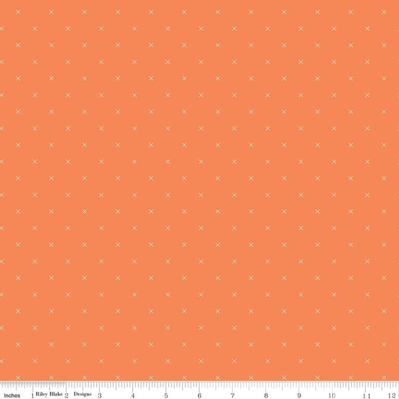 Fabric Riley Blake Basics Pumpkin Bee Cross Stitch by the Quarter Yard C745-PUMPKIN