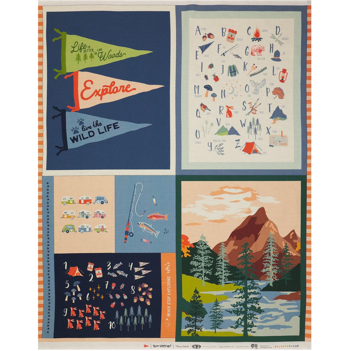 Happy Camper Fabric Collection - Never Stop Exploring Panel