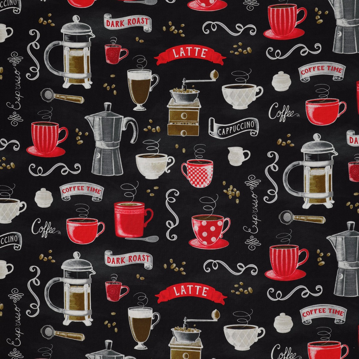 Perfect Brew Fabric Collection - Rise N Grind BlackMulti