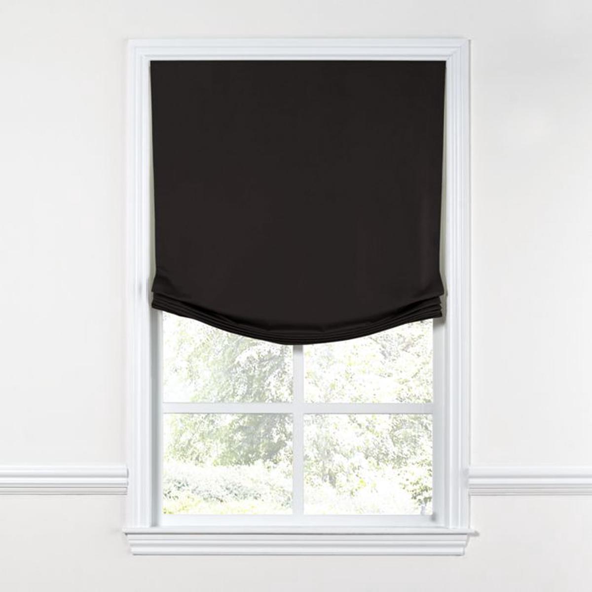 Relaxed Roman Shade in Sunbrella Canvas - Black