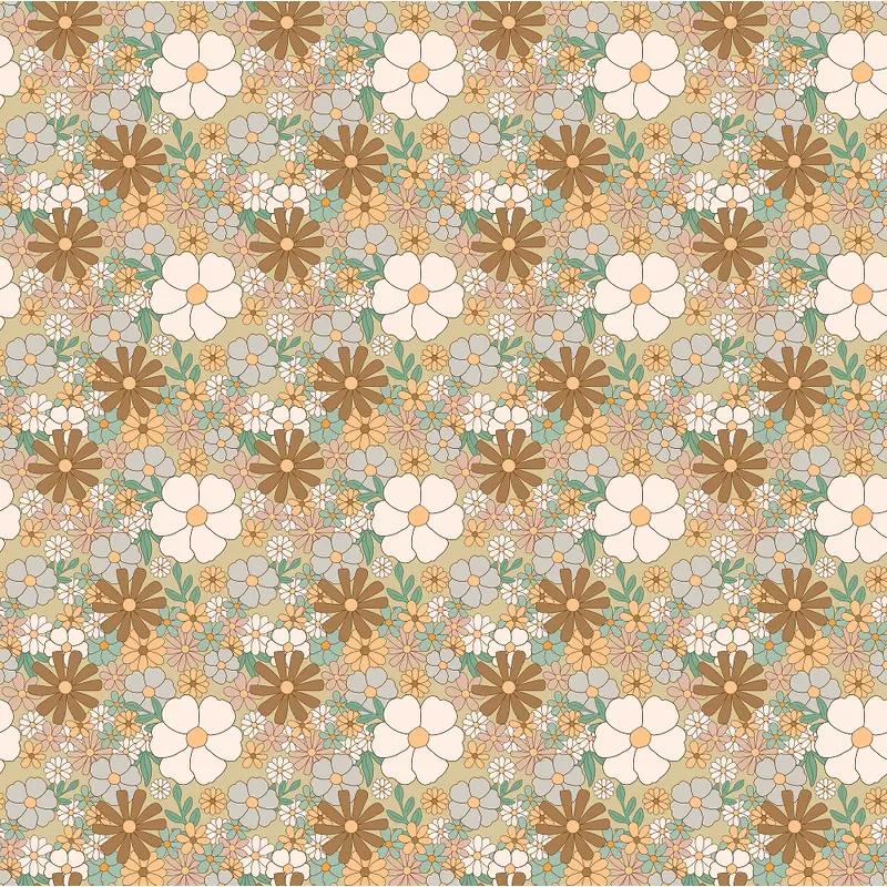 Retro Bohemian Floral Pattern #1 Fabric