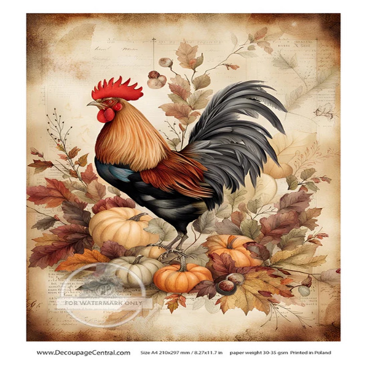 Rice Paper - Fall Rooster A4