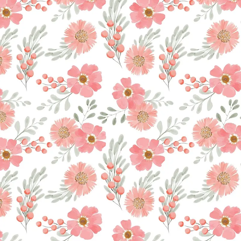 Watercolor Peach Flower Fabric - Pink