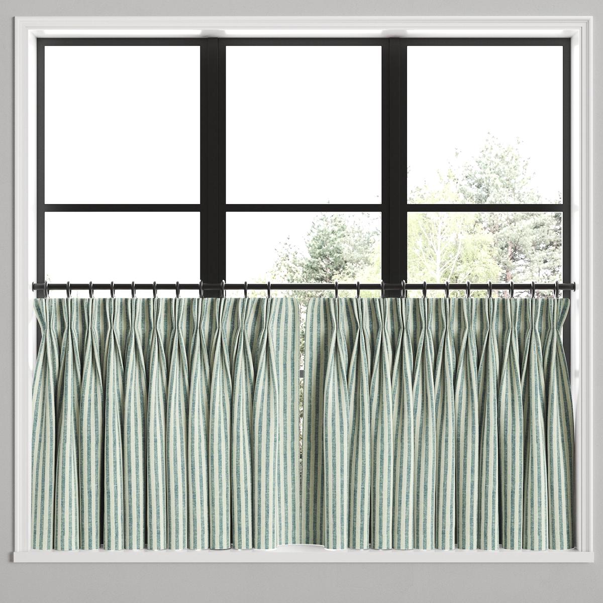 Pinch Pleat Cafe Curtains in Candy Shop Stripes - Navy