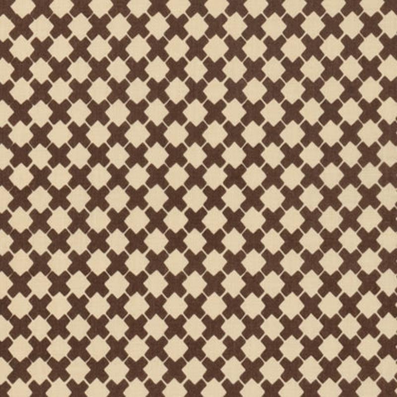 China Seas Fabric: Double Cross One Color - Custom Brown on Tinted 100% Linen