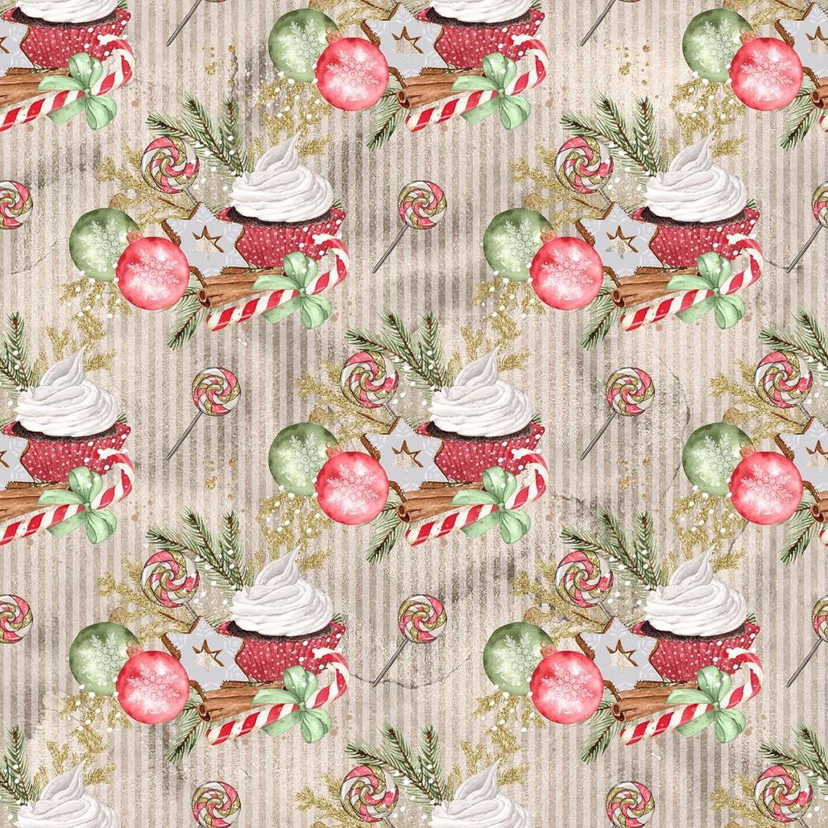 Watercolor Sweet Christmas Pattern 8 Fabric