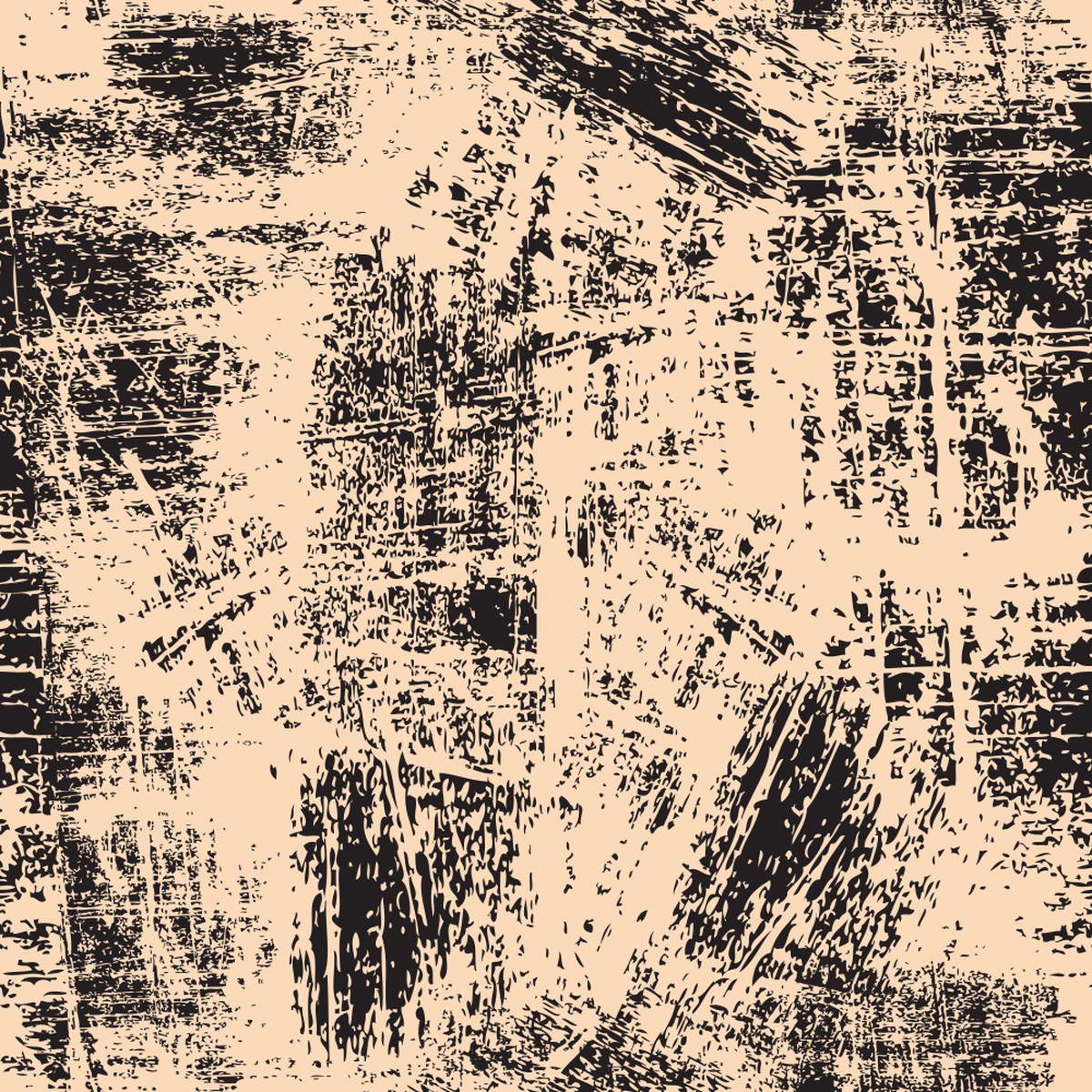 Grunge Fabric - Black on Pizazz Peach