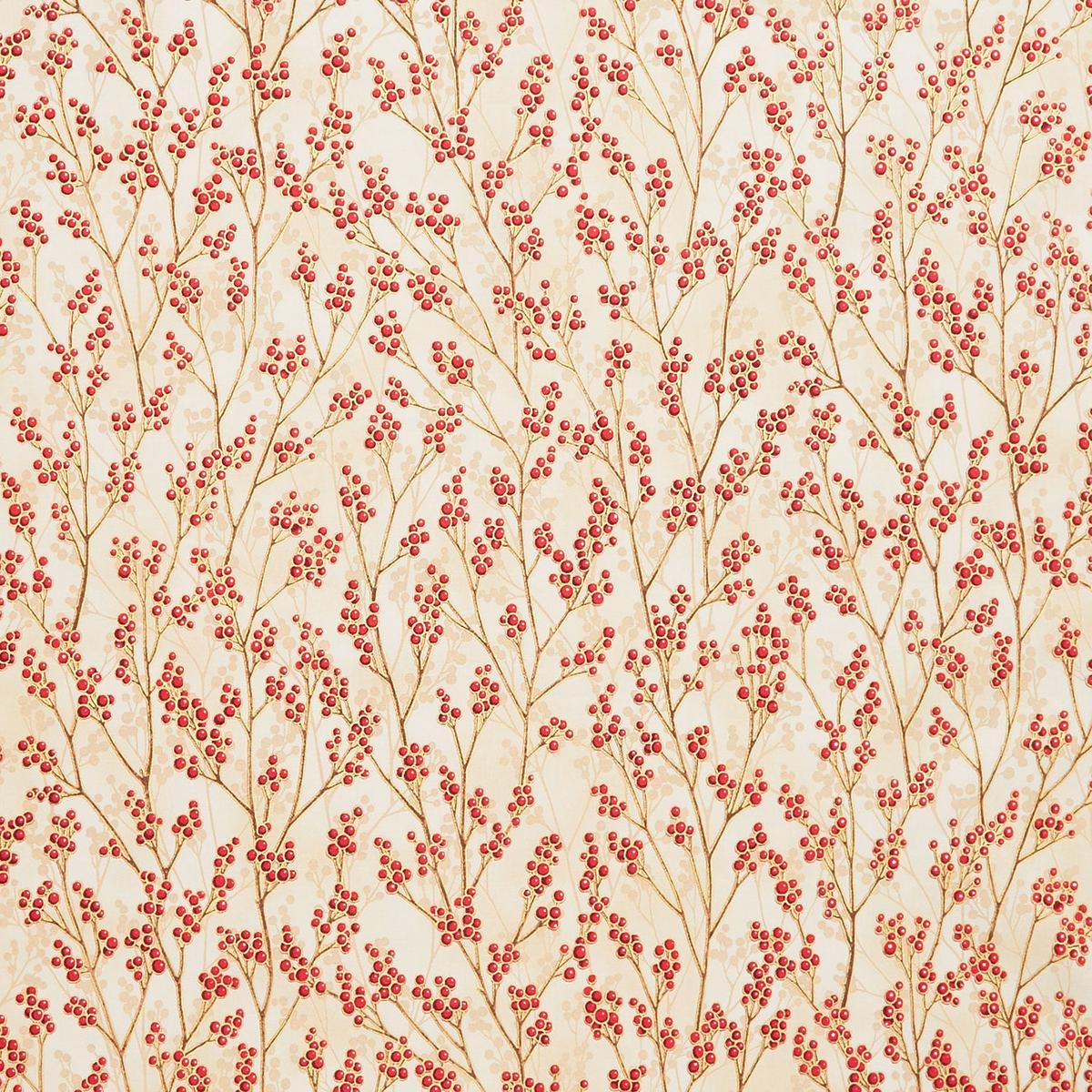 Holiday Flourish - Festive Finery Berries Cream Metallic Yardage