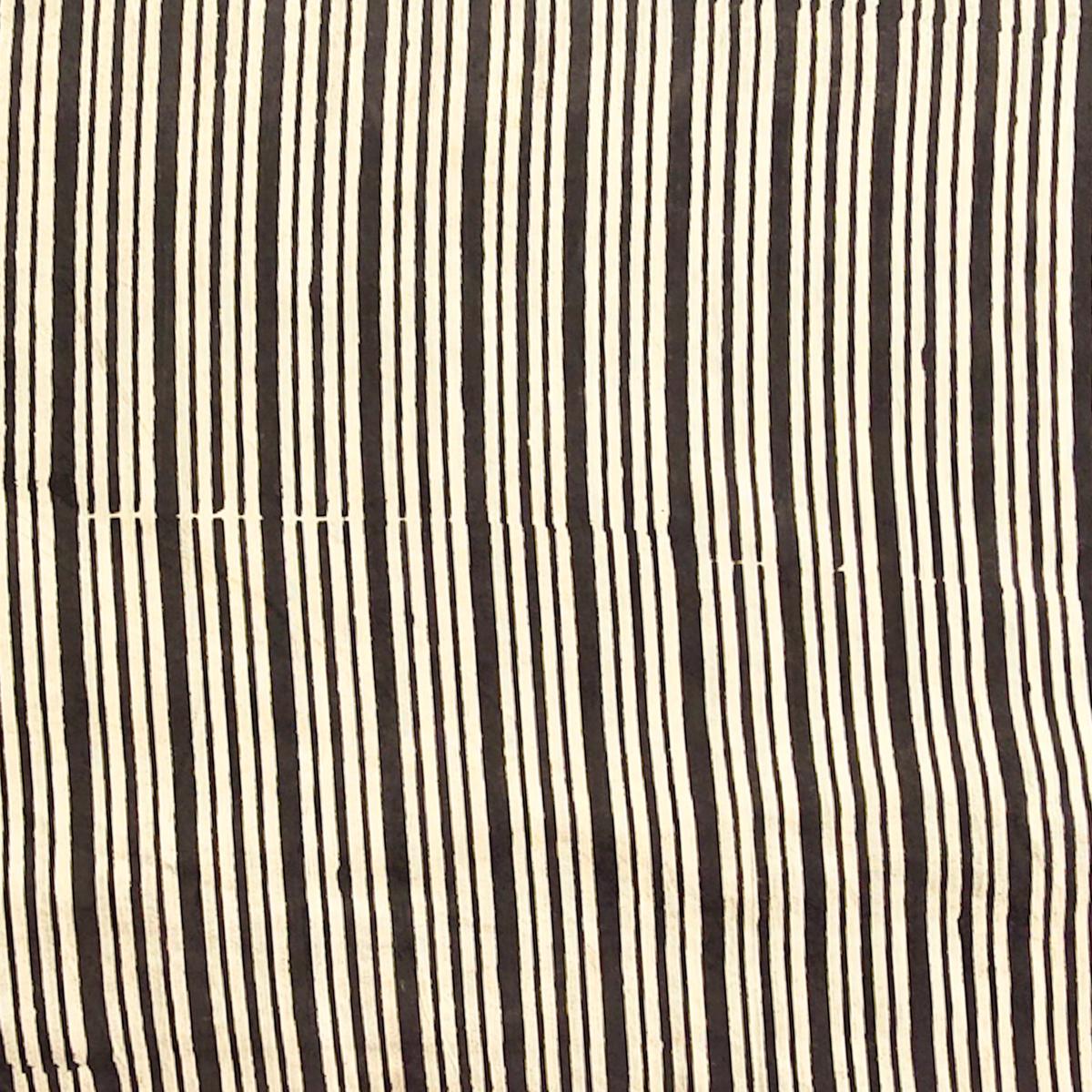 Pure Cotton Bagru Black With Cream Big And Small Stripes Hand Block Print Fabric