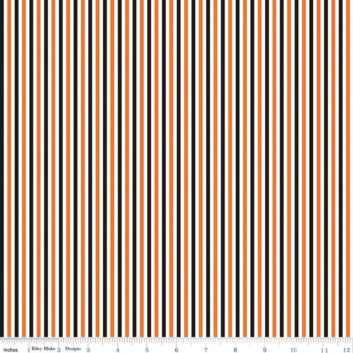Fabric Riley Blake Basics White/Halloween 1/8" Stripes by the Quarter Yard C495-HALLOWEEN