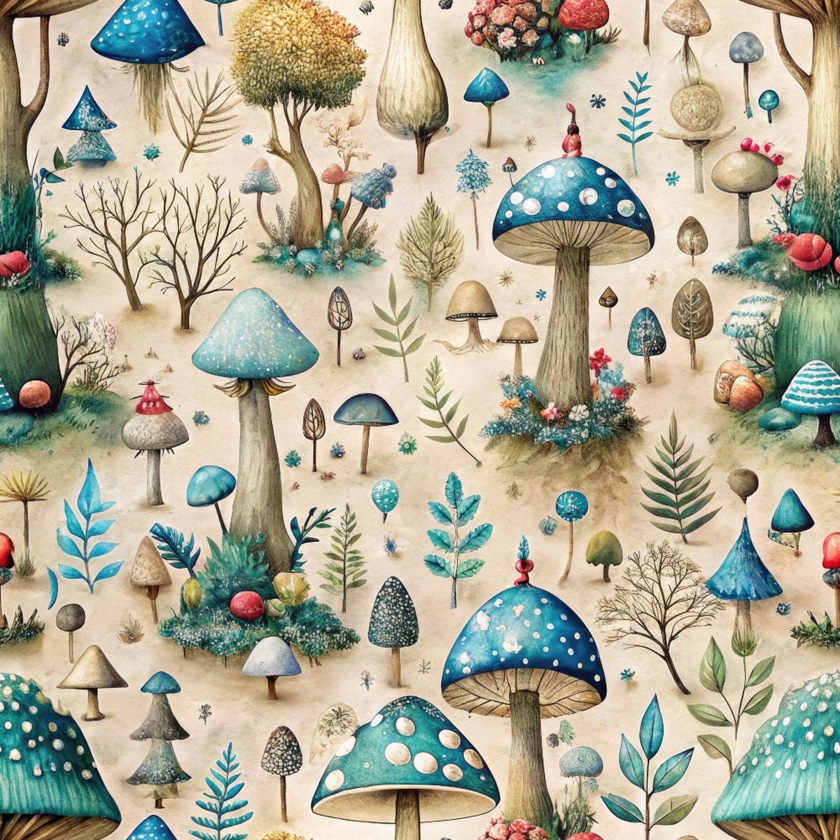 Mushroom Fairyland Pattern 7 Quilting Cotton Fabric