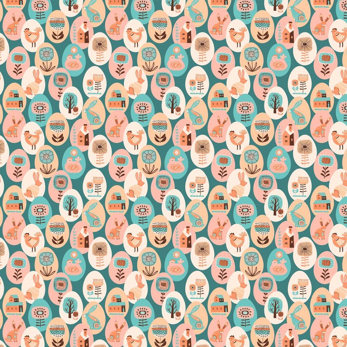 Packed Boho Easter Egg Fabric