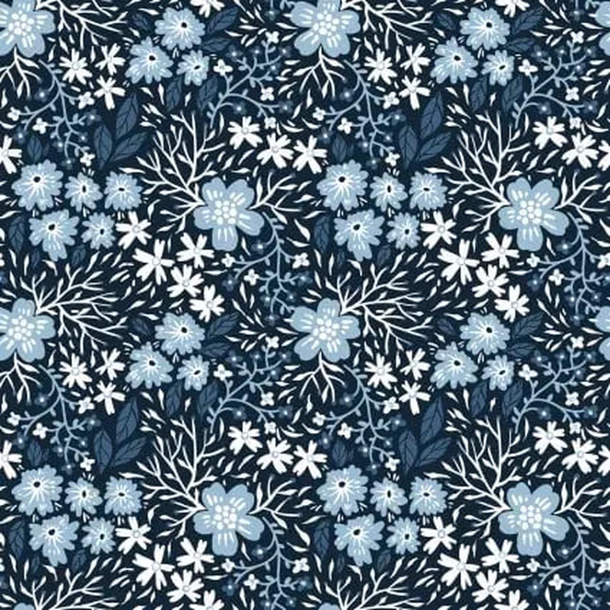 Whimsy Blue Flower Garden 44"/45" Fabric Per Yard