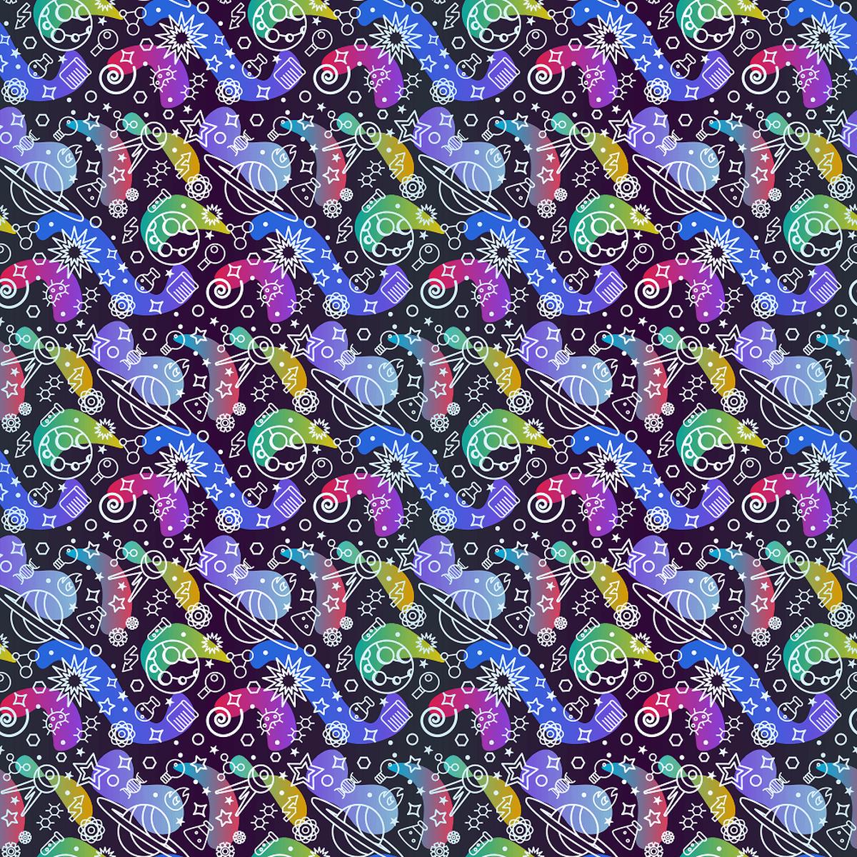 Science In Space Fabric - BlackMulti