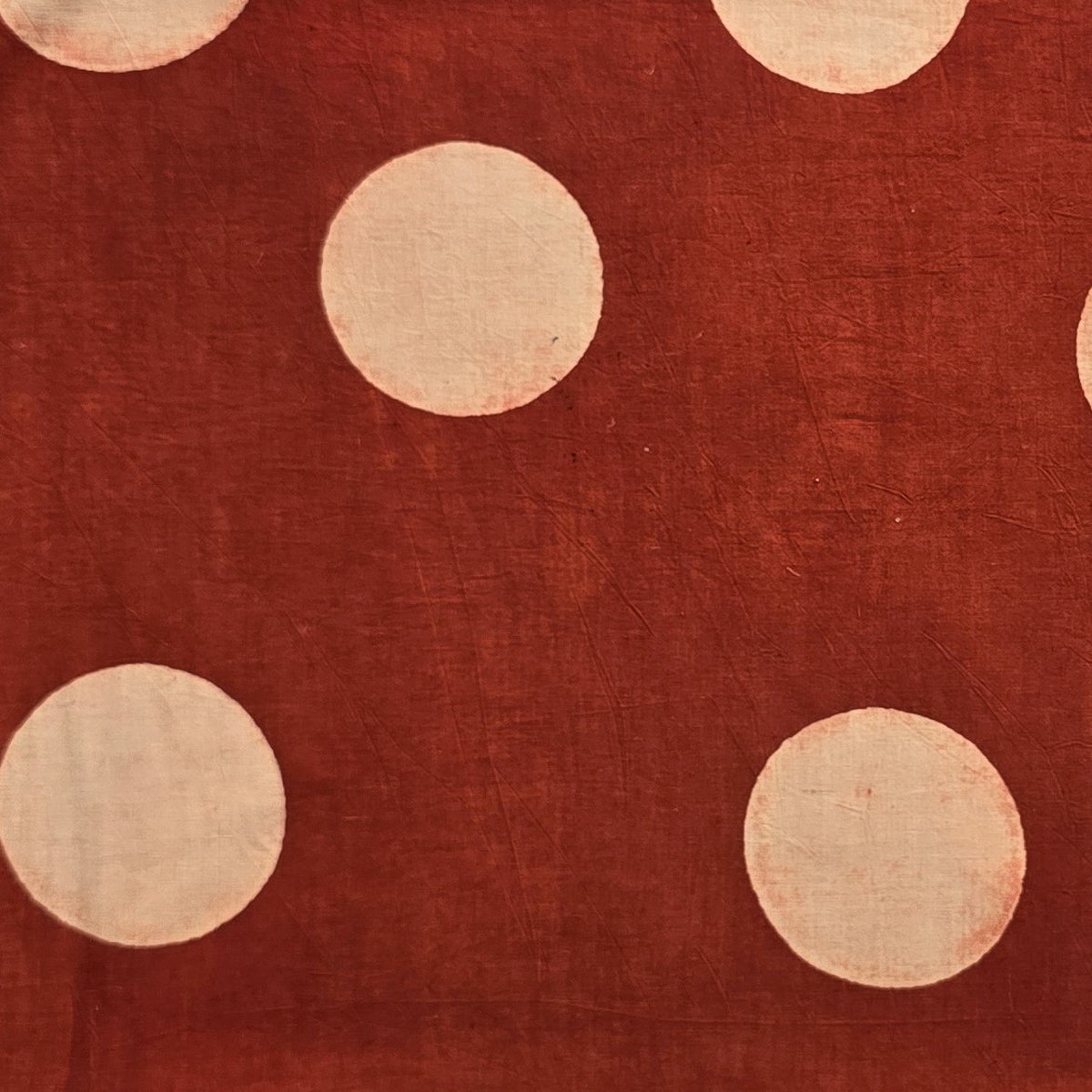 Pure Cotton Ajrak Maroon With Cream Big Polka Dot Design Hand Block Print Fabric