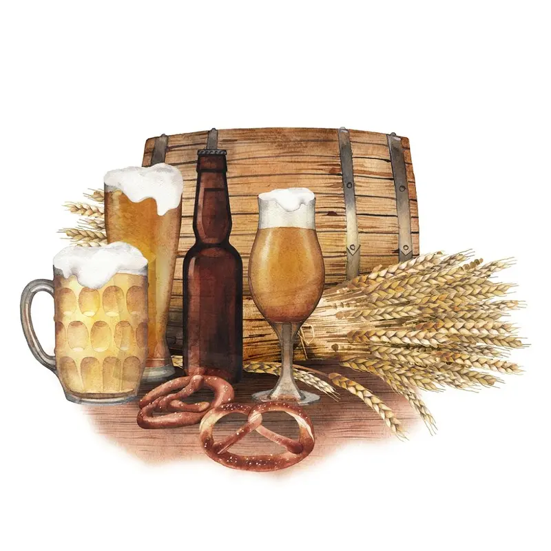 Beer & Pretzels Fabric Panel