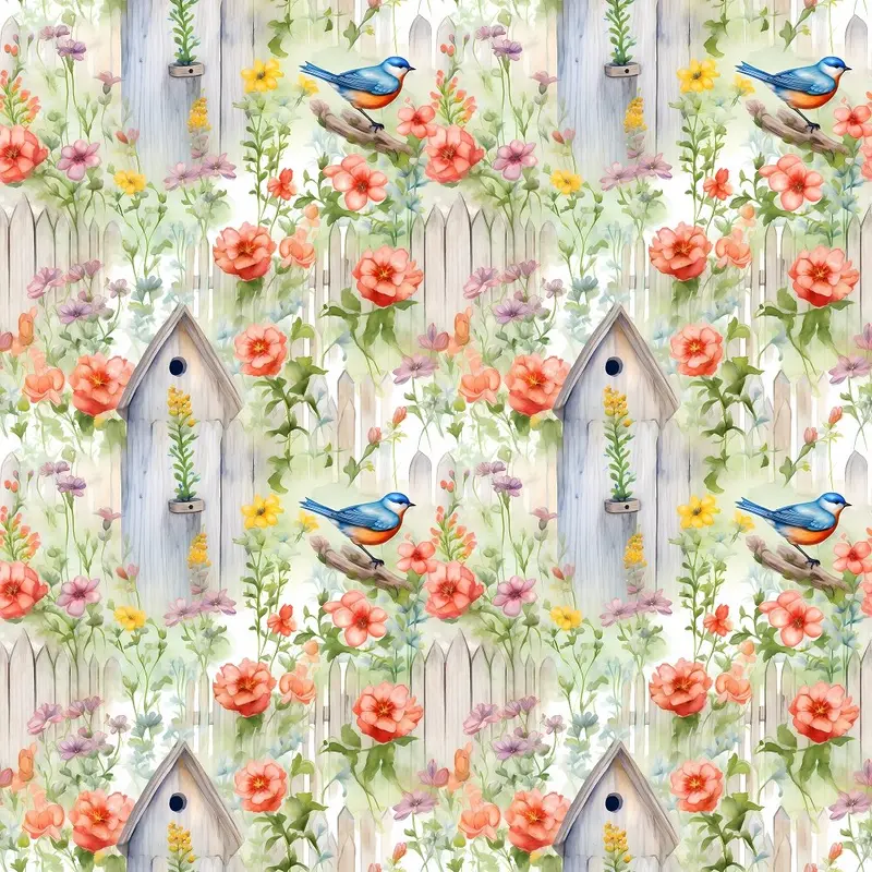Birds in the Garden Pattern #8 Fabric