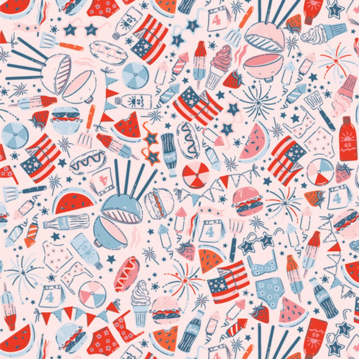 Fourth of July Patriotic cotton fabric - AGF Bloomin' America Sold by the 1/4 yard