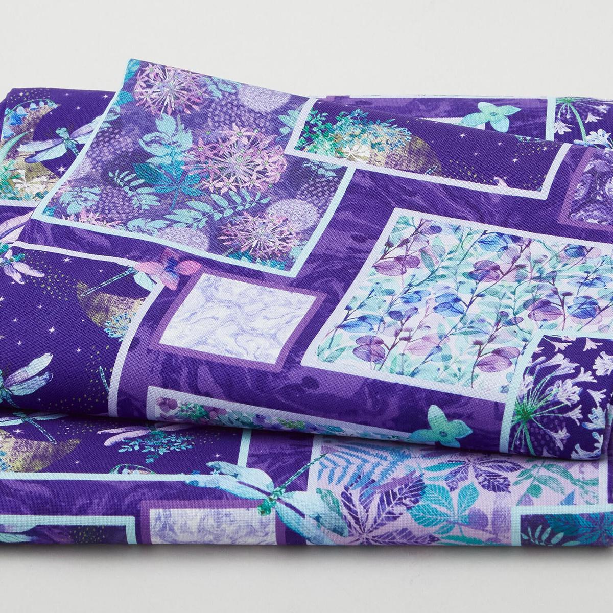 Gypsy Flutter Favorites - Dragonfly Collage Purple 2 Yard Cut