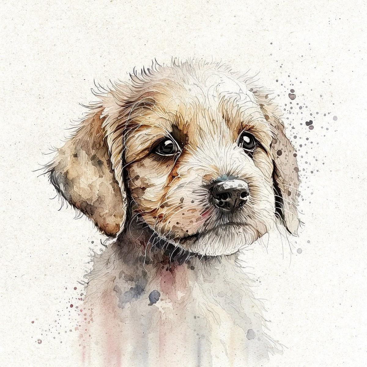 Watercolor Golden Retriever Portrait Fabric Panel