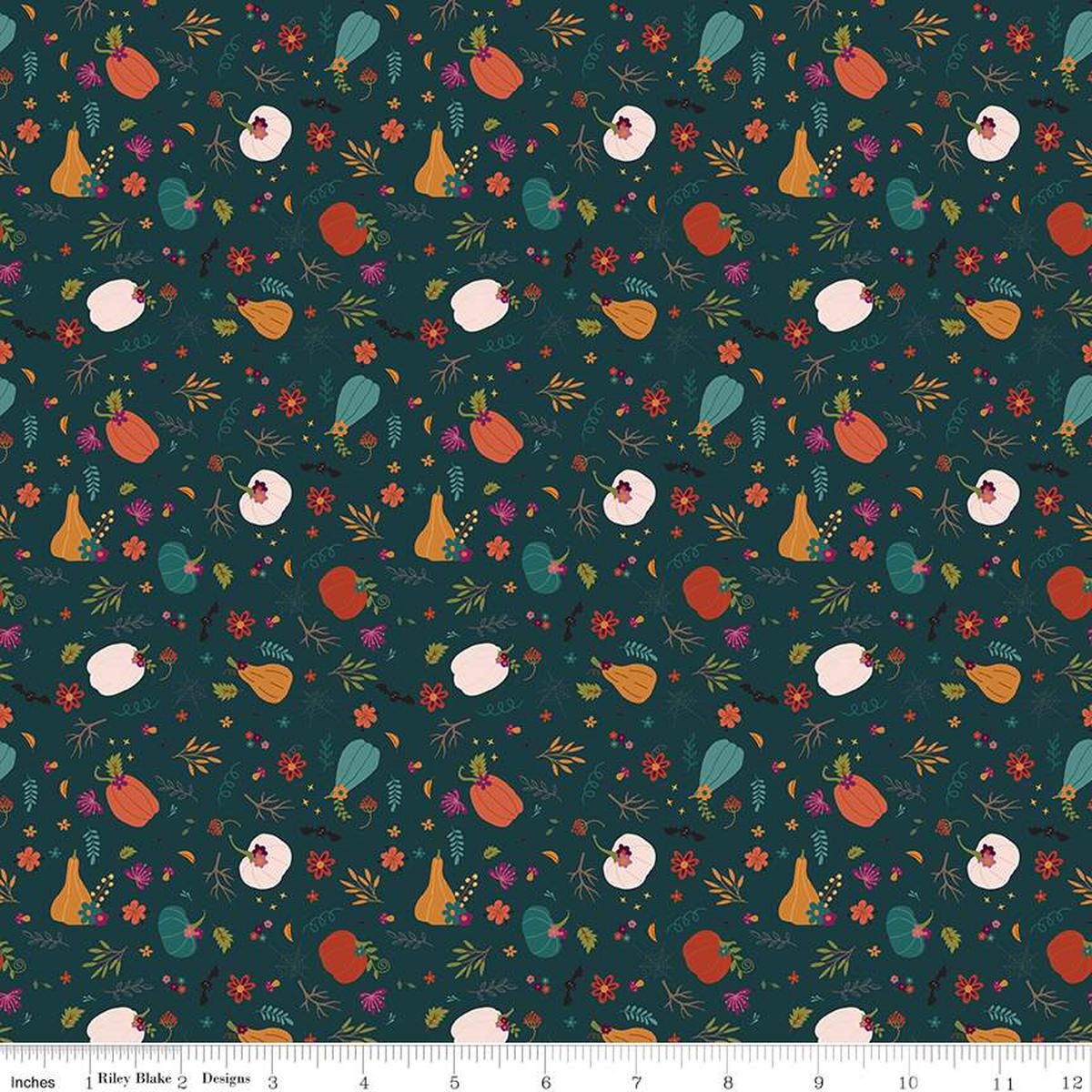 Fabric Riley Blake Jade Pumpkin Patch Little Witch by the Quarter Yard C14563-JADE