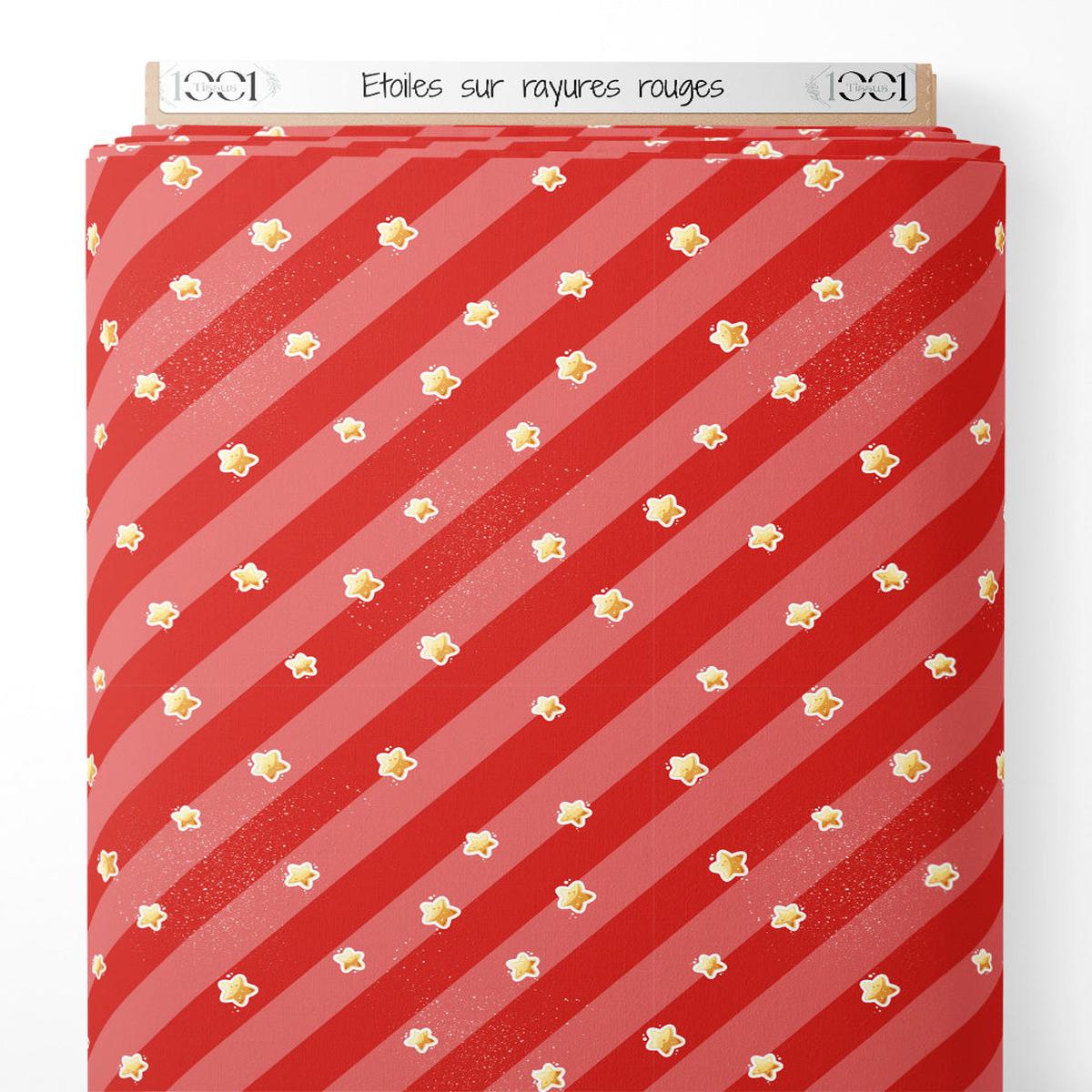 Tissu - toiles sur rayures rouges