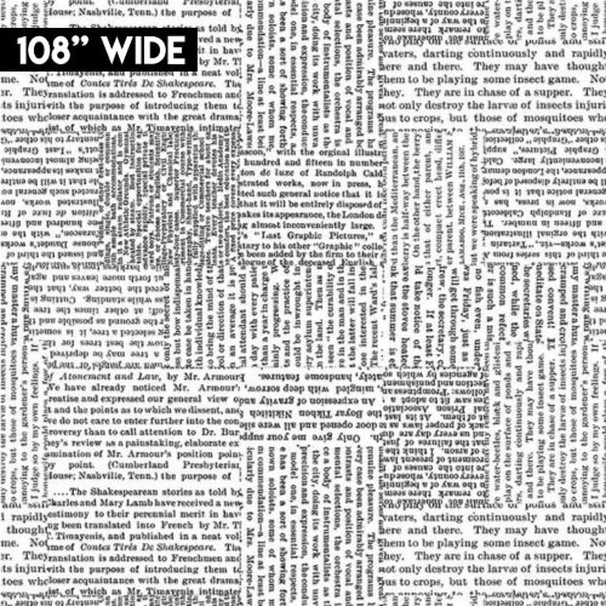 Black Tie - Newspaper Print Black and White 108" | 1497-19