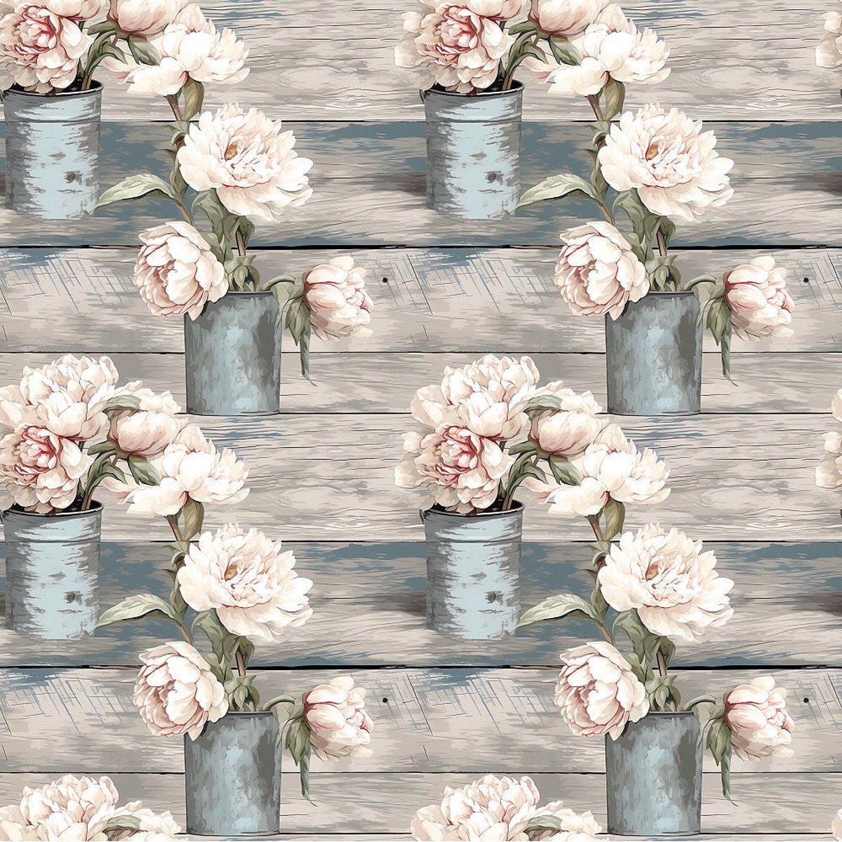 Milk Can Flowers Pattern 6 Fabric