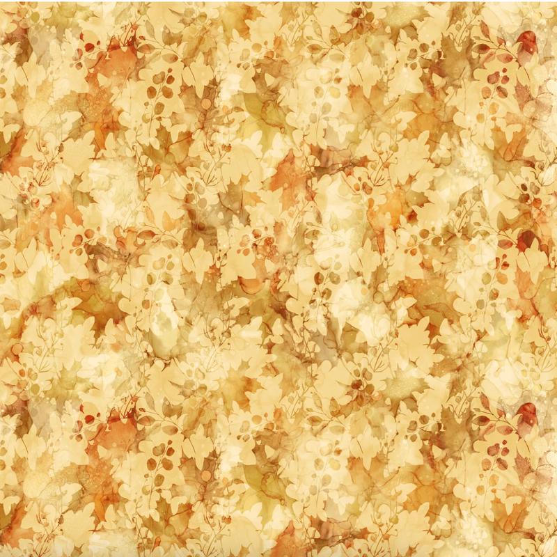 Autumn Breeze Quilt Fabric - Leaf Texture in Ochre Gold - DP28058-52
