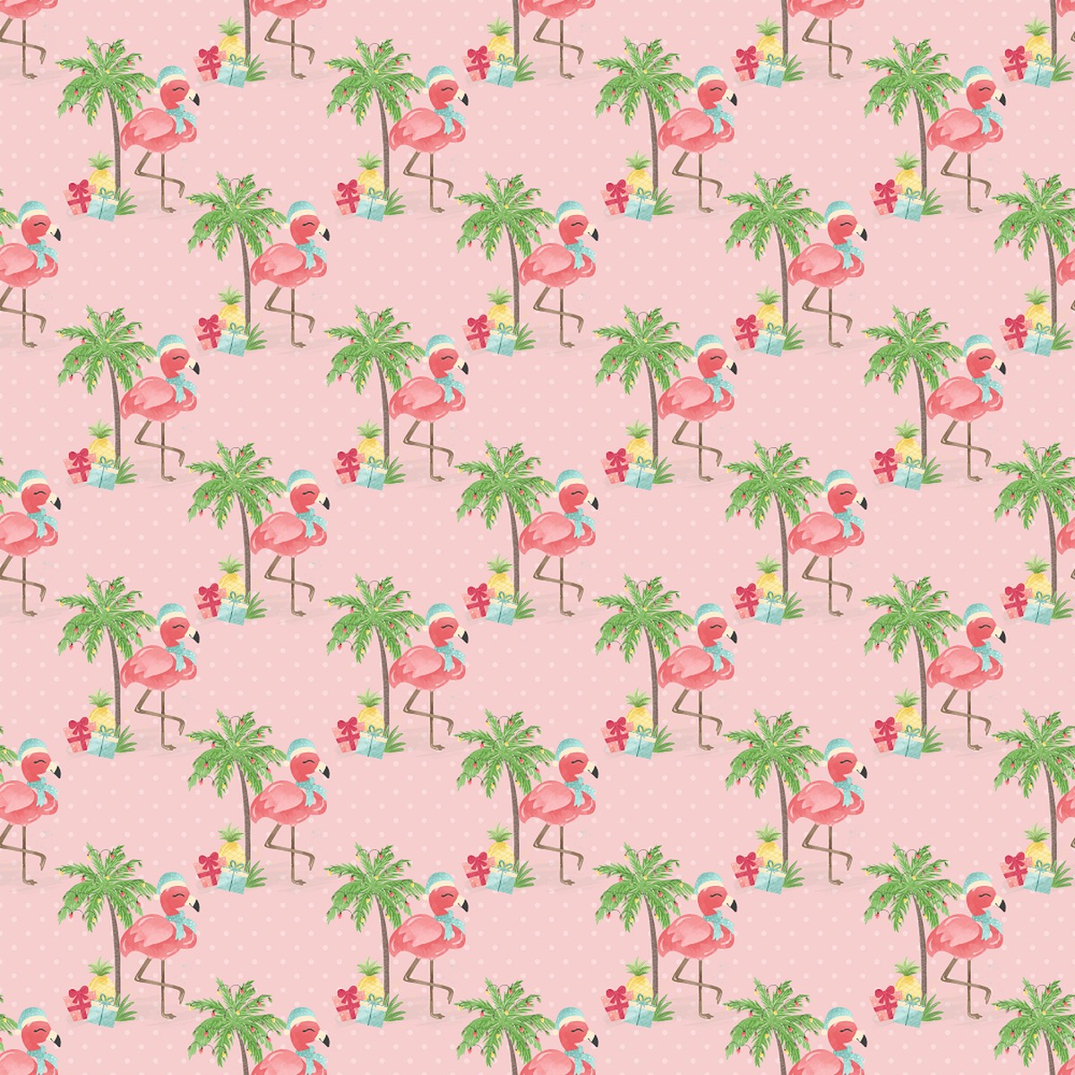 Christmas Flamingos Fabric - Pink