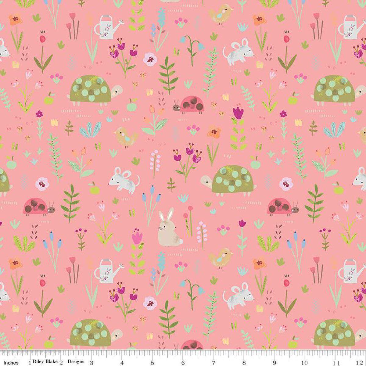 Fabric Riley Blake Coral Garden Animals Designer Flannel by the Quarter Yard F16025-CORAL
