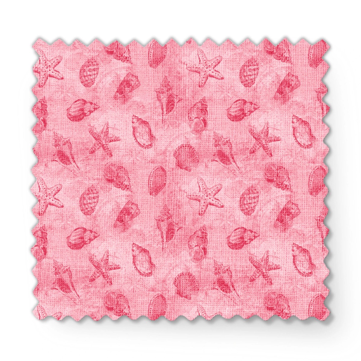 Shells and Starfish on Pink Fabric