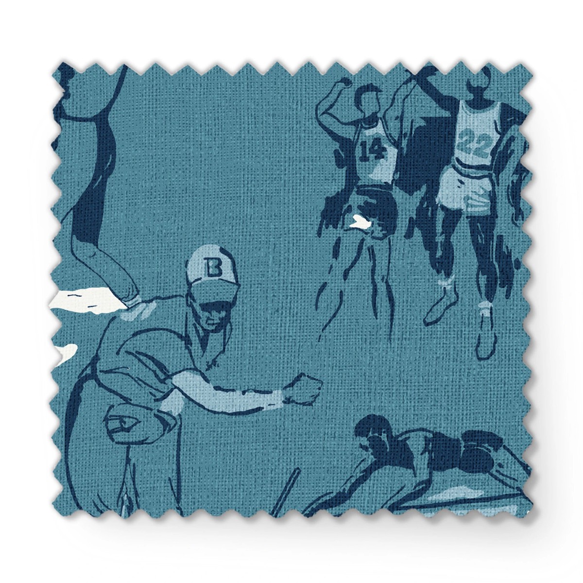 Vintage Sports Toile in Teal Blue Fabric