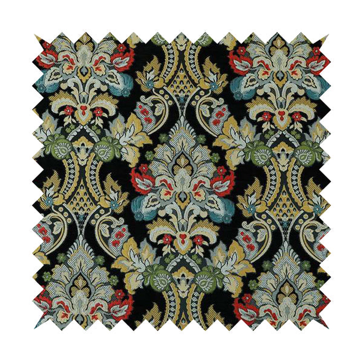 Komkotar Fabrics Rich Detail Floral Damask Upholstery Fabric In Black Colour CTR-410