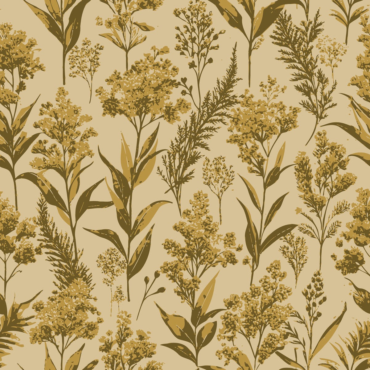 Art Nouveau Goldenrods Pattern 1 Quilting Cotton Fabric