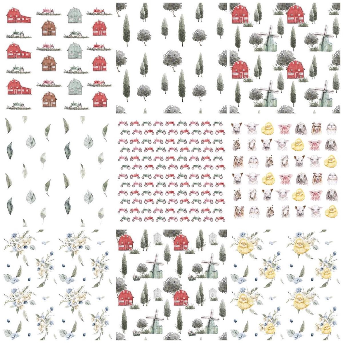 Fluffy Animals On The Farm Fat Quarter Bundle - 9 Pieces