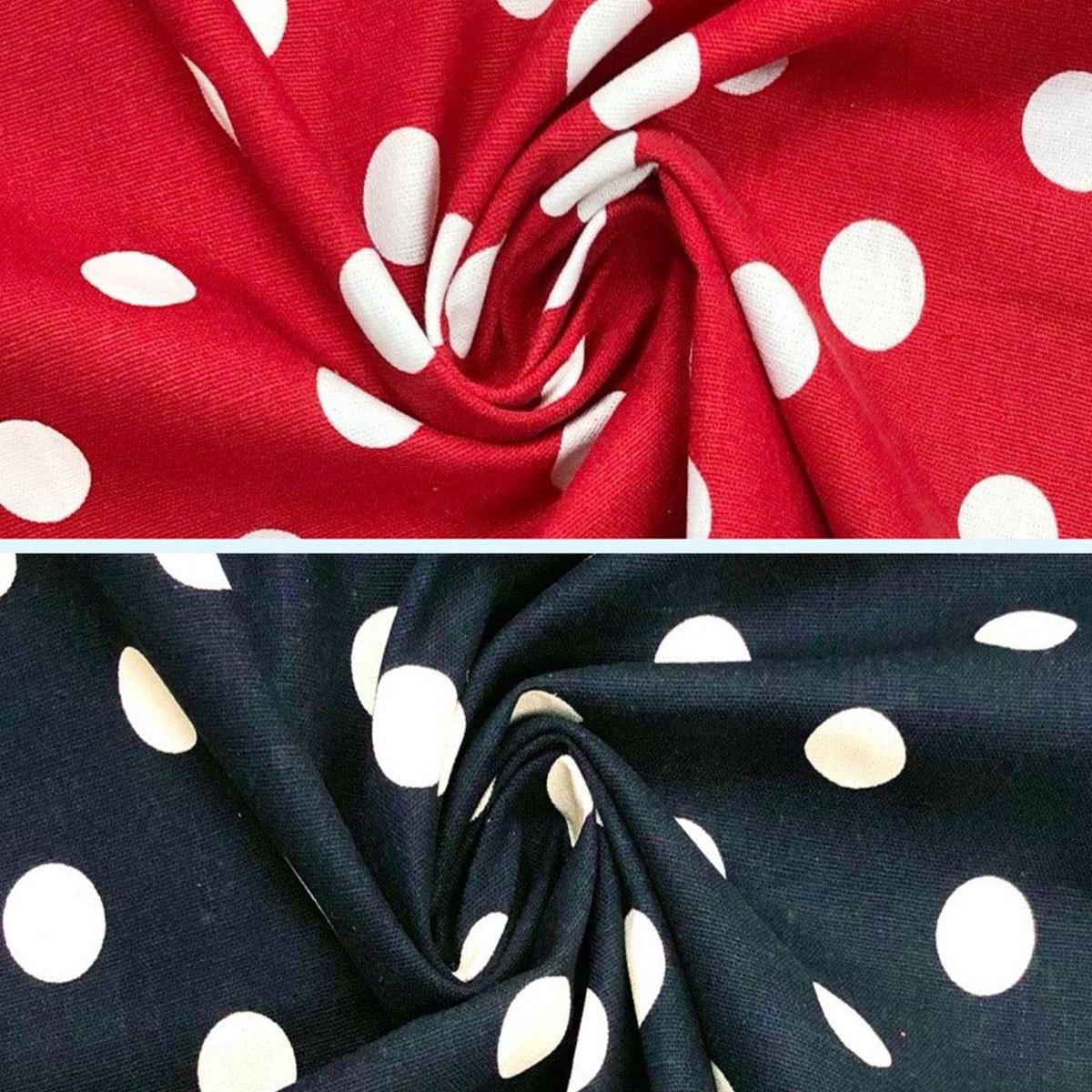 20mm White Polka Dot Cotton Canvas Fabric
