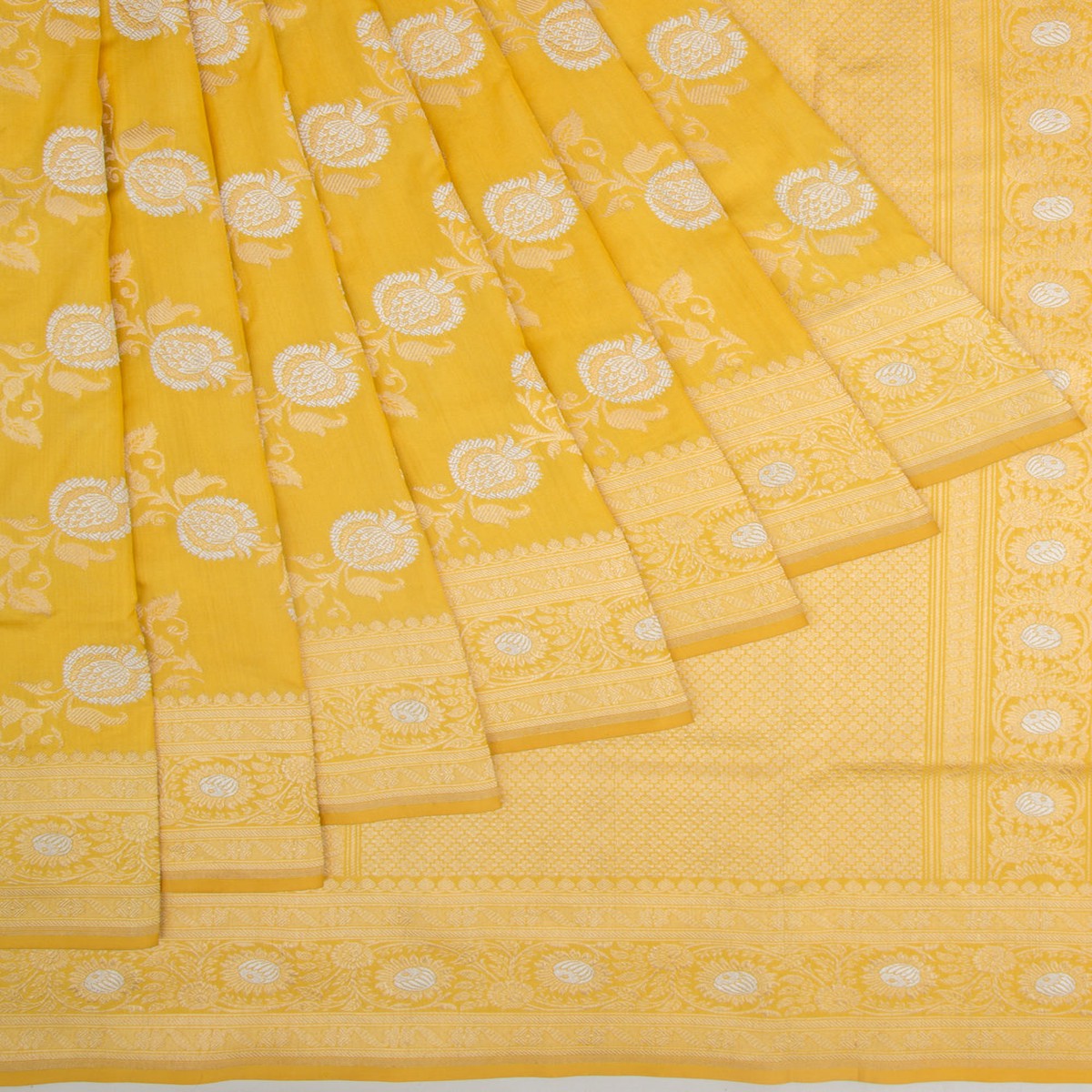 Banarasi Silk Jaal Yellow Saree