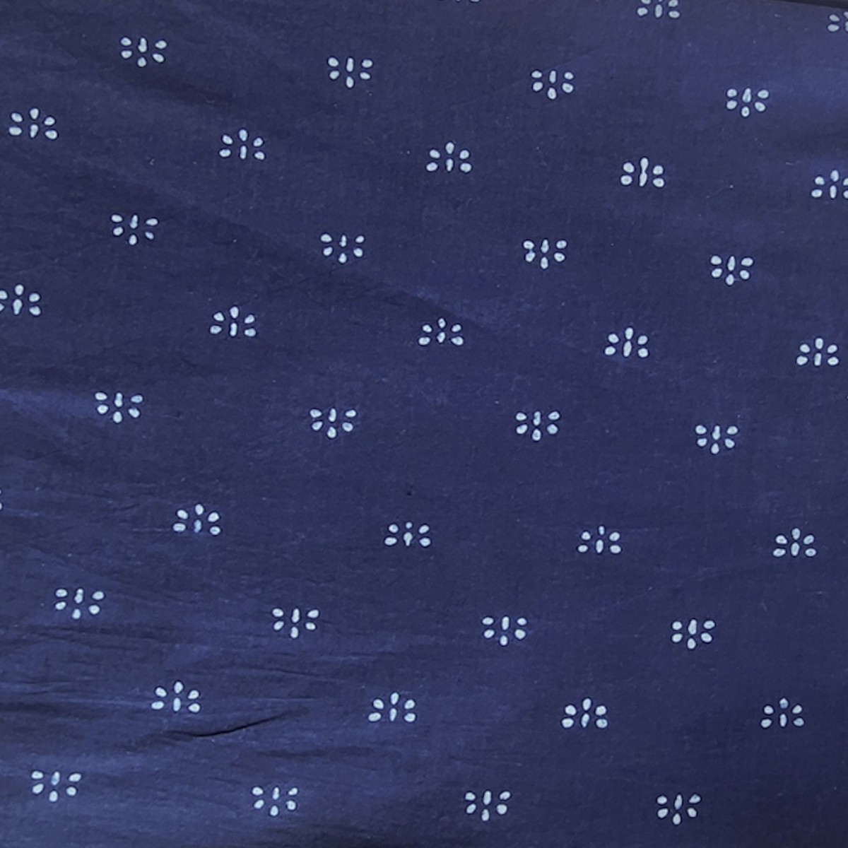 Pure Cotton Ankola Indigo With Tiny Flower Motif Hand Block Print Fabric