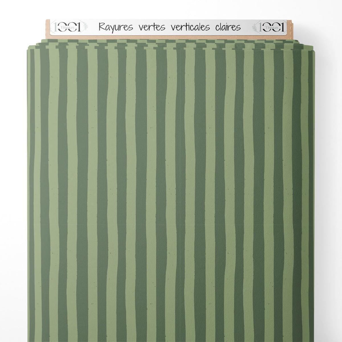 Tissu - Rayures vertes verticales claires