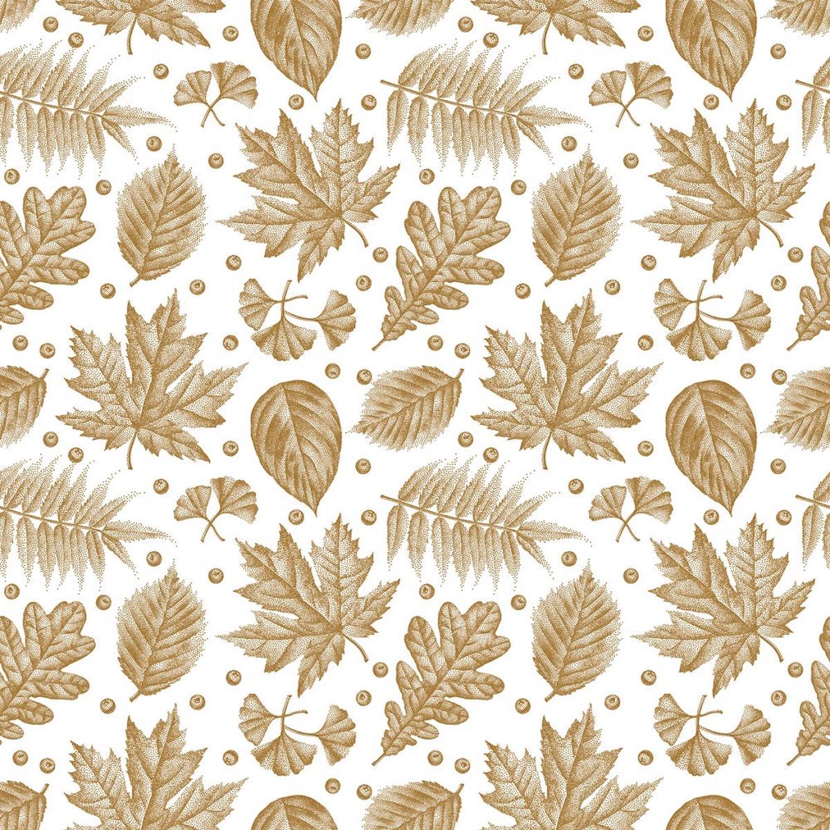 Engraved Leaves Fabric - Gold