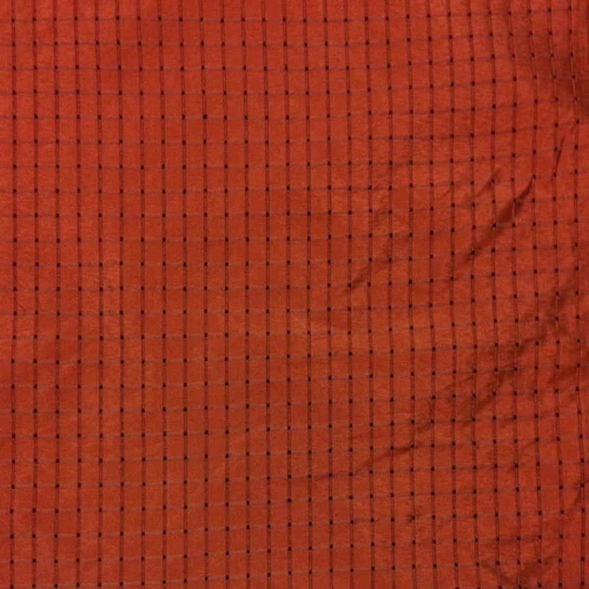 KASLEN SANSILK RUST BLACK WOVEN CHECKER FAUX SILK TAFFETA FABRIC BY YARD 54"W