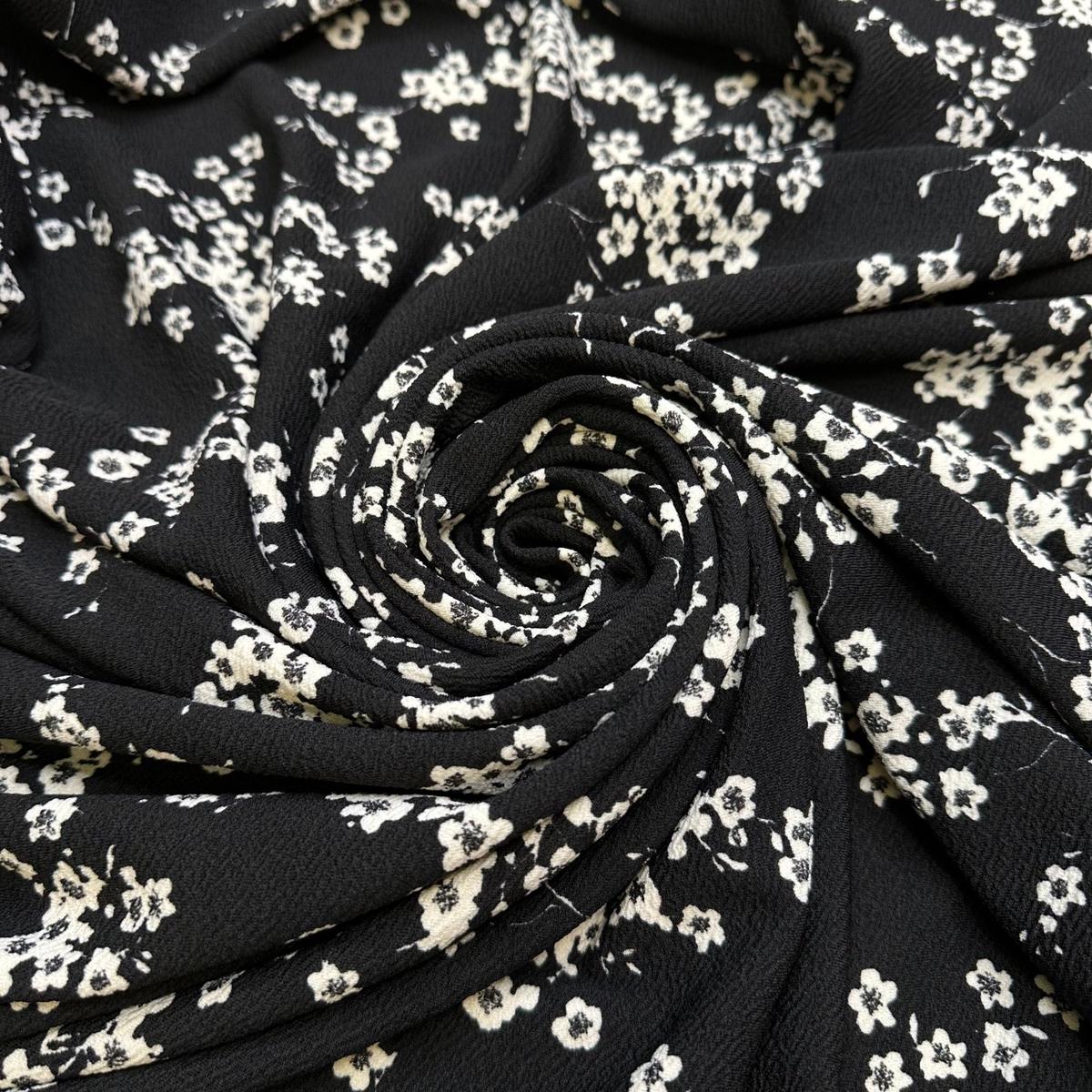 Learning To Forage - Poly Knit - Black/White Floral - 2.6M Bundle