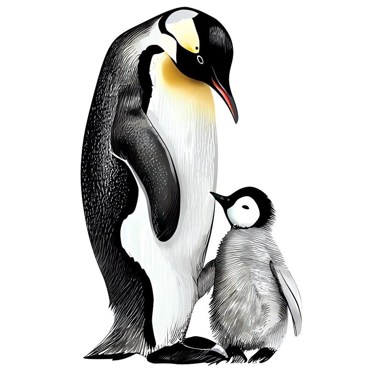 Mom Baby Penguin Fabric Panel