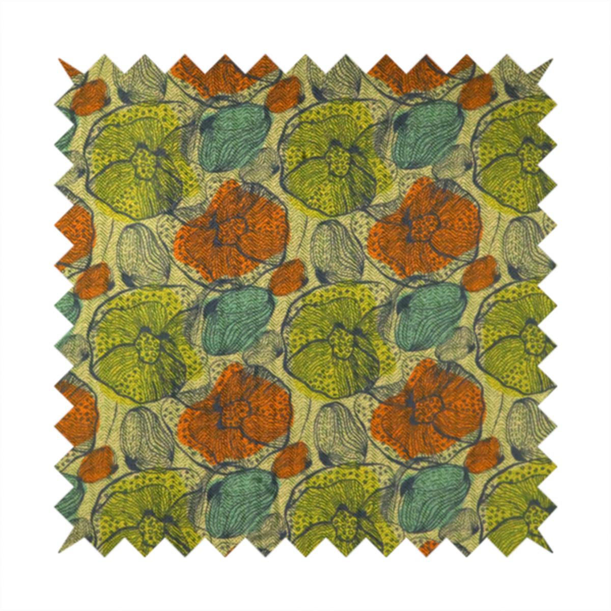 Earthy Pop Art Flower Upholstery Fabric DP-160