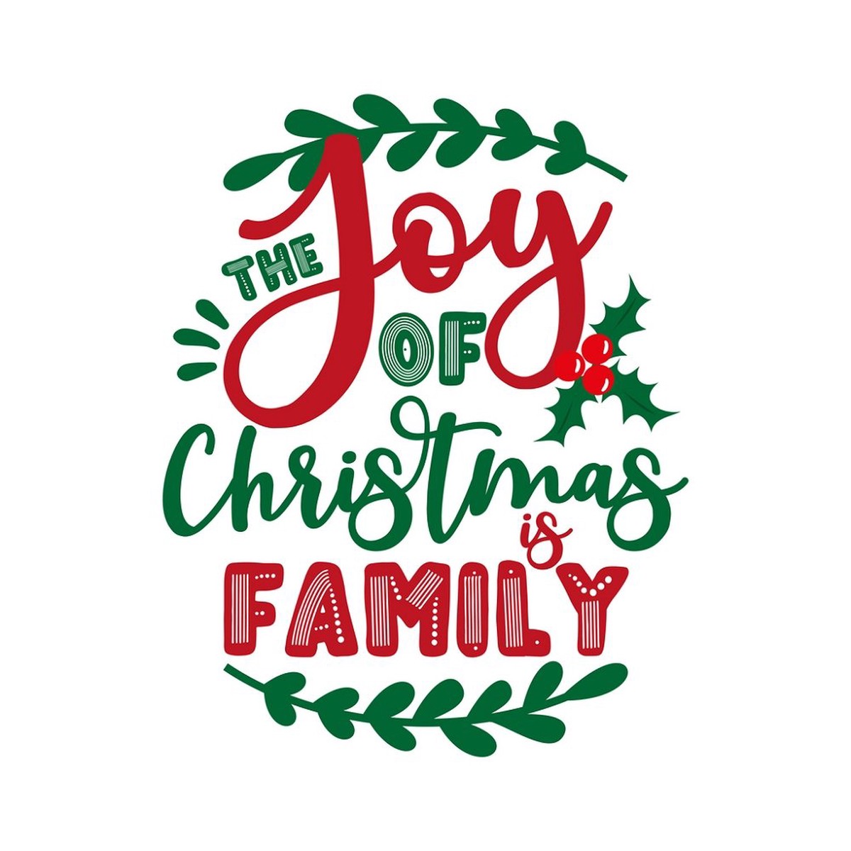 The Joy Of Christmas Is Family Fabric Panel - White